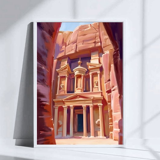 ヨルダンのペトラ遺跡の旅の絵 水彩画 ポスター