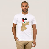 ヨルダンの旗のハートおよび地図のTシャツ Tシャツ (正面フル)