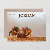 ヨルダンの砂漠でラクダ ポストカード (正面/裏面)