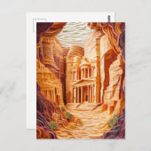 ヨルダンのQuilling Petra Rock City ポストカード (正面/裏面)