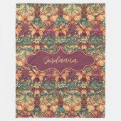 ヨルダンオレンジ&ブルゴーニュフローラアールヌーボー フリースブランケット (正面)