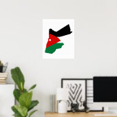 ヨルダン国国旗の地図のシルエット ポスター (ホームオフィス)