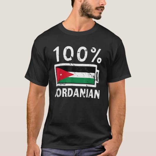 ヨルダン国旗100ヨルダンバッテリ電源T型 Tシャツ (正面)