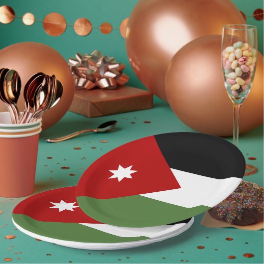 ヨルダン国旗 ペーパープレート (複数)