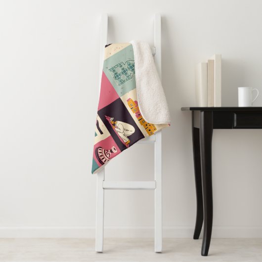 ヨルダン文化レトロ図解入りの、写真付きの記号 シェルパブランケット (インサイチュ)