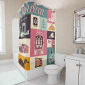 ヨルダン文化レトロ図解入りの、写真付きの記号 シャワーカーテン (インサイチュ)