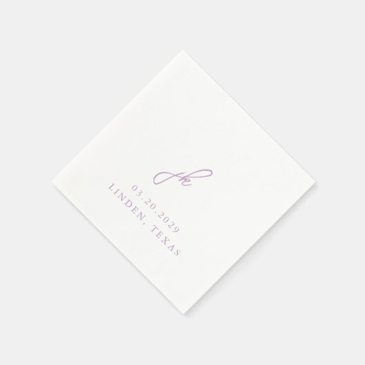 ヨルダン薄紫エレガントな結婚式 スタンダードカクテルナプキン (角)