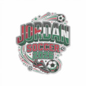 ヨルダン サッカー 2026 サッカー 太字 国 Typography  シール (正面)