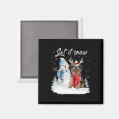 ヨロプサンタドッグクリスマス雪だるまクリスマスパジャマ1 マグネット (正面/裏面)