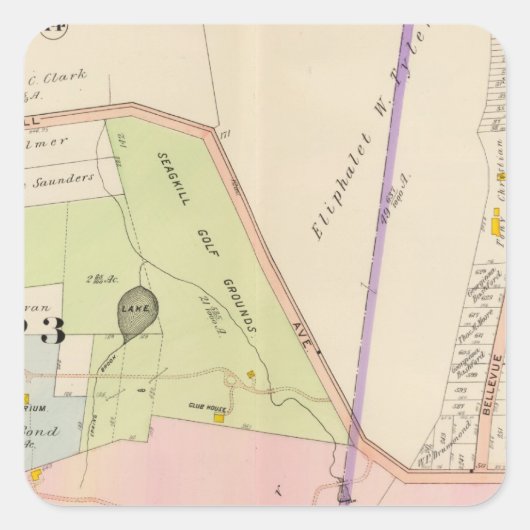 ヨンカーズニューヨーク・アトラスの地図 スクエアシール (正面)