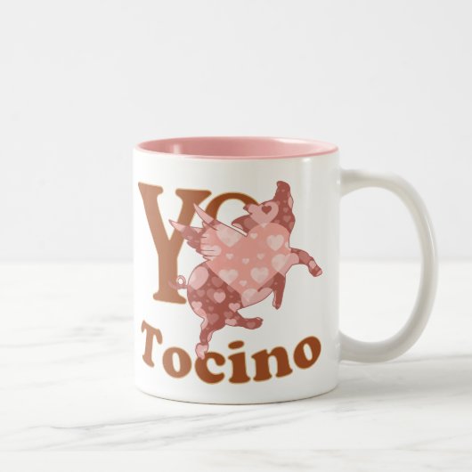 ヨーアモスペインのトチーノI LOVE BACON 飛んでいる pig ツートーンマグカップ (右)