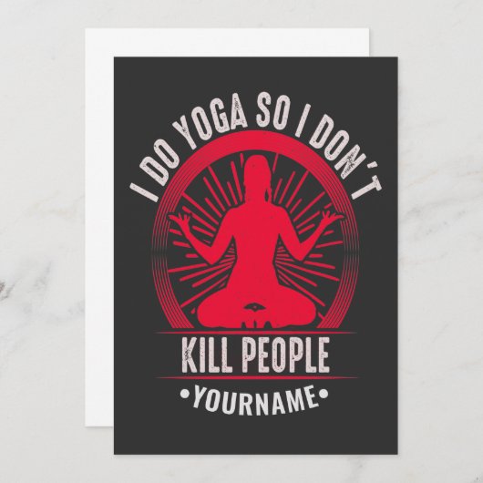 ヨーガおもしろい私はヨガを行うので人を殺さない サンキューカード (正面/裏面)