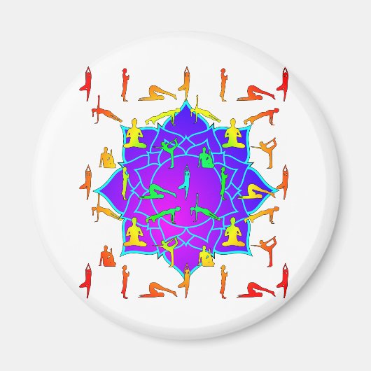 ヨーガのポーズをした蓮の花 マグネット (正面)