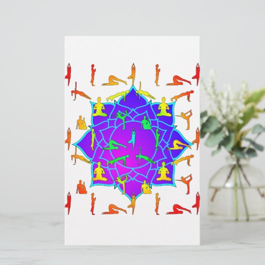 ヨーガのポーズをした蓮の花 便箋 (スタンド正面)