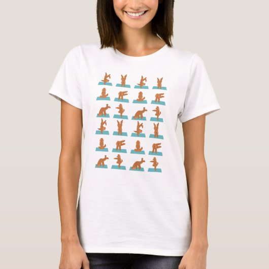 ヨーガをしているプードル犬 Tシャツ (正面)