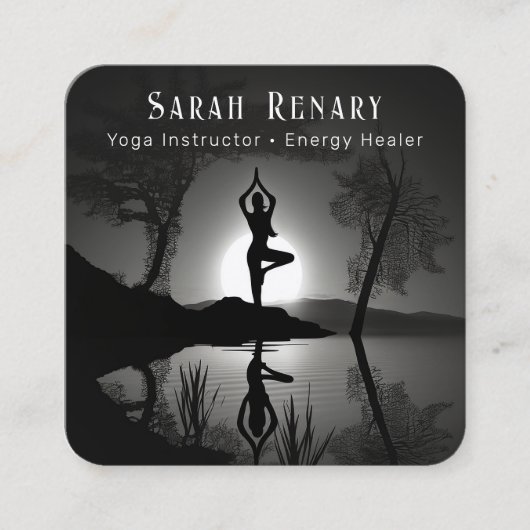 ヨーガインストラクターインツリーポーズ スクエア名刺 (正面)