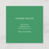 ヨーガエレガントグリーンターコイズ金ゴールド絵を描 ストライプの スクエア名刺 (裏面)