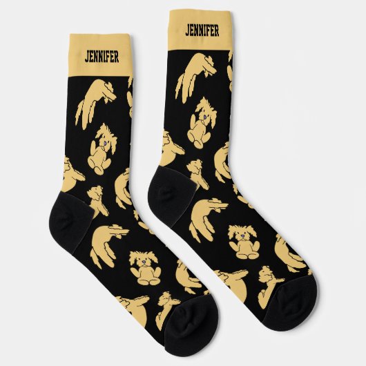 ヨーガカッコいいドードルかわいい子犬のパターン ソックス (右)