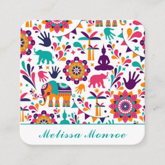 ヨーガモダンカラフルトレーナーナマステ スクエア名刺 (正面)