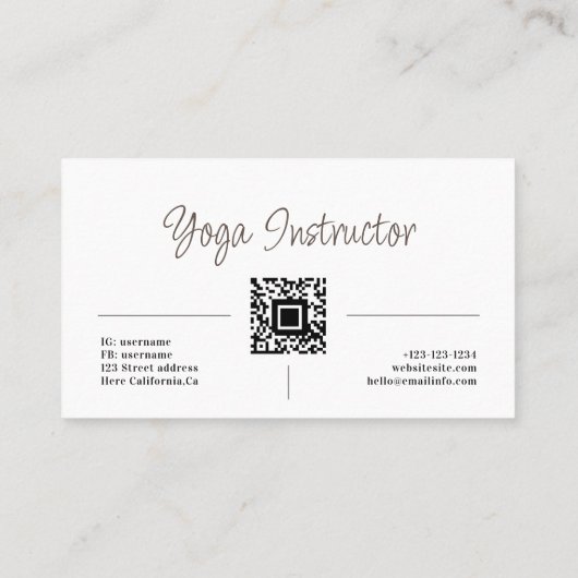 ヨーガモダンミニマルパーソナルトレーナーカスタム写真 名刺 (裏面)