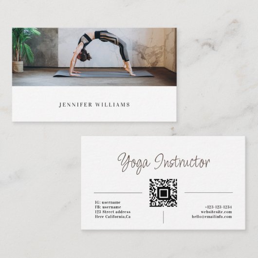 ヨーガモダンミニマルパーソナルトレーナーカスタム写真 名刺 (正面/裏面)