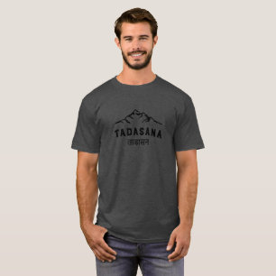 ヨーガ行者のTadasana Sanskrit山のヴィンテージメンズヨガ Tシャツ