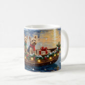 ヨーキプーのクリスマスボートホリデー コーヒーマグカップ (正面右)