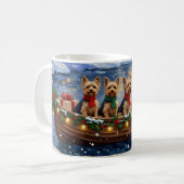 ヨーキプーのクリスマスボートホリデー コーヒーマグカップ (正面左)