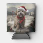 ヨーキプーの犬と雪のクリスマス 缶クーラー (正面)