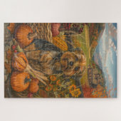 ヨーキプードッグ秋の収穫感謝祭 ジグソーパズル (横)