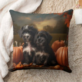 ヨーキプー子犬の秋の喜びカボチャ クッション (ブランケット)