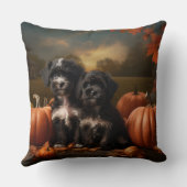 ヨーキプー子犬の秋の喜びカボチャ クッション (裏面)