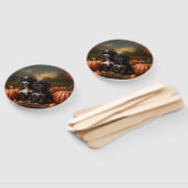 ヨーキプー子犬の秋の喜びカボチャ ハンドファン (組立なし)