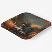 ヨーキプー子犬の秋の喜びカボチャ ペーパープレート (傾斜あり)