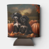 ヨーキプー子犬の秋の喜びカボチャ 缶クーラー (裏面)