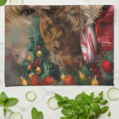 ヨーキプー犬のクリスマス キッチンタオル (折り畳み)