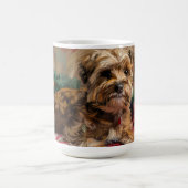 ヨーキプー犬のクリスマス コーヒーマグカップ (中央)