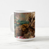 ヨーキプー犬のクリスマス コーヒーマグカップ (正面左)