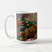 ヨーキプー犬のクリスマス コーヒーマグカップ (左)
