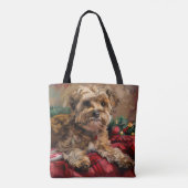 ヨーキプー犬のクリスマス トートバッグ (裏面)