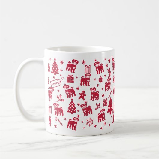 ヨーキプー クリスマス デザイン コーヒーマグカップ (左)