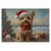ヨーキポドッグクリスマスヴィンテージビーチ カッティングボード (正面)