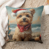 ヨーキポドッグクリスマスヴィンテージビーチ クッション (ブランケット)