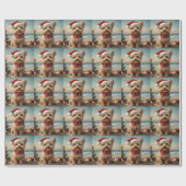 ヨーキポドッグクリスマスヴィンテージビーチ ラッピングペーパー (フラット)