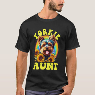 ヨーキーのおばさん ヨークシャーテリア 犬 ひまわり Tシャツ