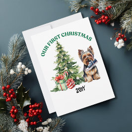 ヨーキーのウォーターカラークリスマスパーソナライズデザイン シーズンカード