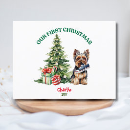ヨーキーのウォーターカラークリスマスパーソナライズデザイン ポストカード