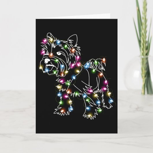 ヨーキーのクリスマスライト ヨーキーオーナー かわいい クリスマス カード (正面)