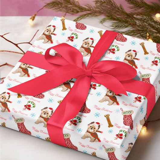 ヨーキーのクリスマス祝賀 ラッピングペーパー