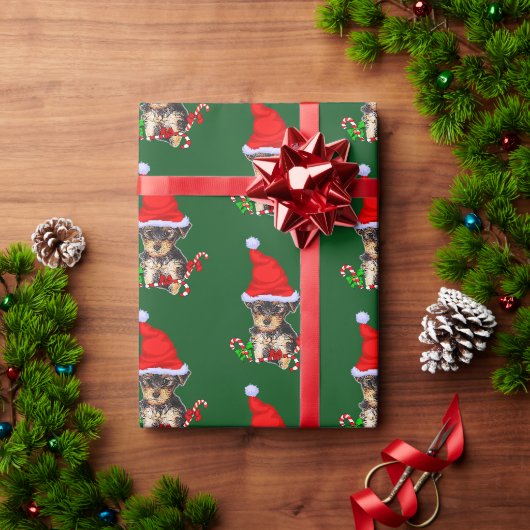 ヨーキーのサンタクリスマス ラッピングペーパー (クリスマスギフト)